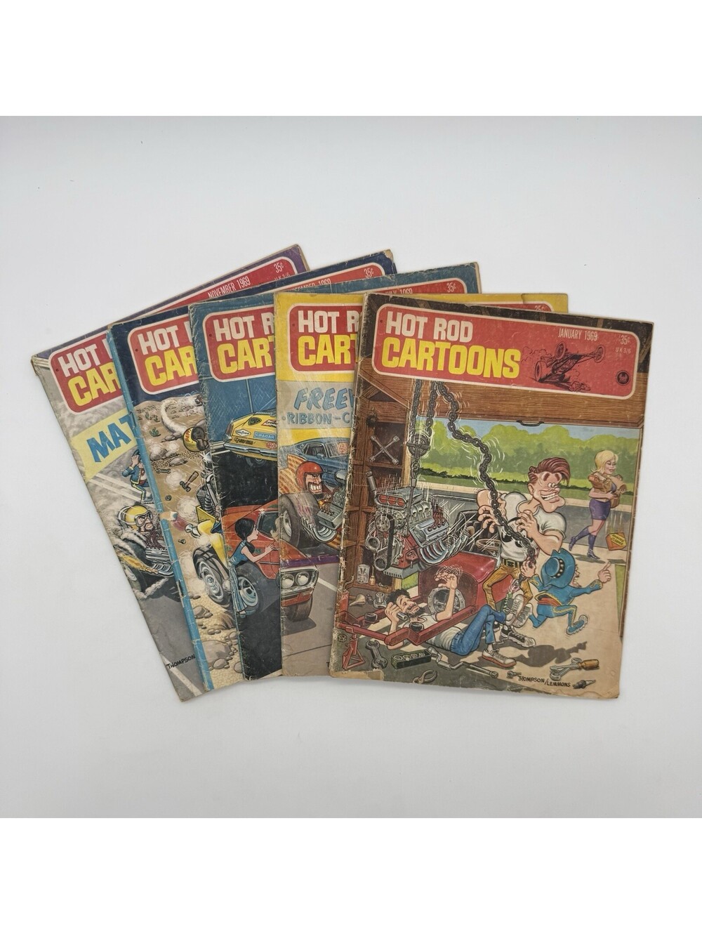 Lot Of 5 Vintage HOT ROD CARTOONS Magazine 1969 Comics Retro VTG Rare